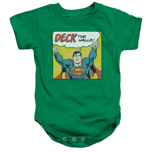 DC Comics Deck the Halls Infant Baby Snapsuit Kelly Green Officially Licensed