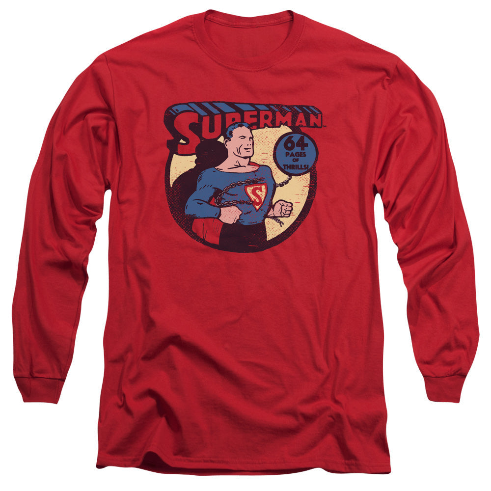 DC Comics Superman 64 Mens Long Sleeve Shirt Red Officially Licensed