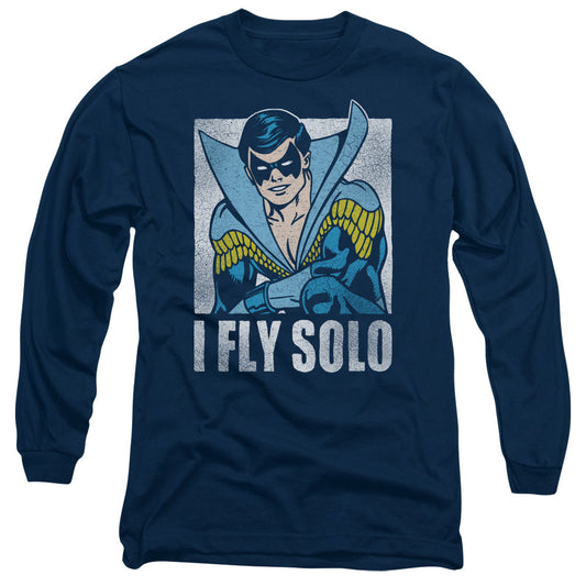 DC Comics Fly Solo Mens Long Sleeve Shirt Navy Blue Officially Licensed