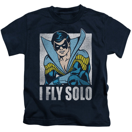 DC Comics Fly Solo Juvenile Kids Youth T Shirt Navy Blue Officially Licensed