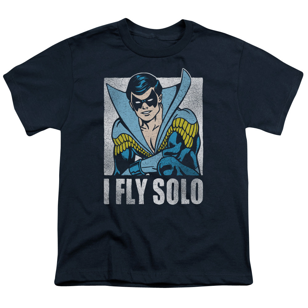 DC Comics Fly Solo Kids Youth T Shirt Navy Blue Officially Licensed