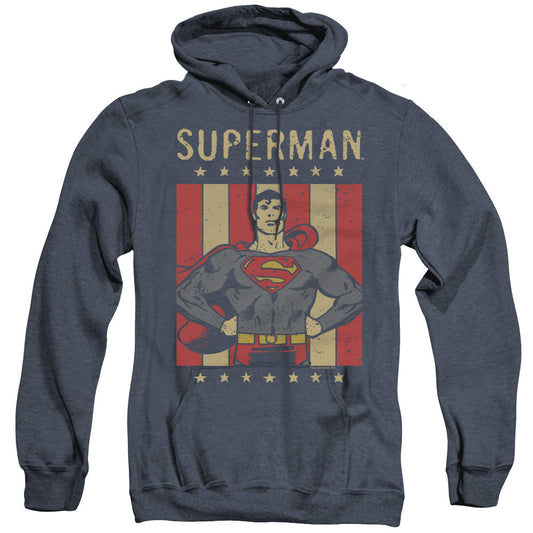 Dc Retro Liberty Mens Heather Hoodie Navy Officially Licensed