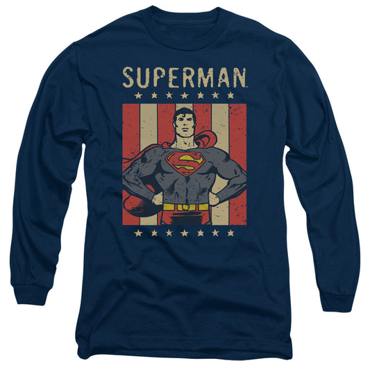 Dc Retro Liberty Mens Long Sleeve Shirt Navy Officially Licensed