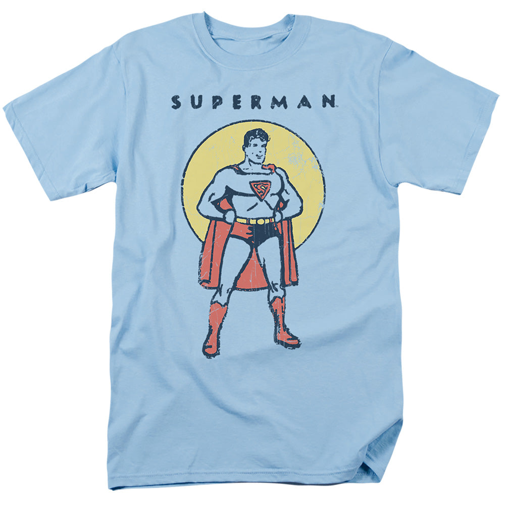 Dc Distressed Vintage Simple Mens T Shirt Light Blue Officially Licensed