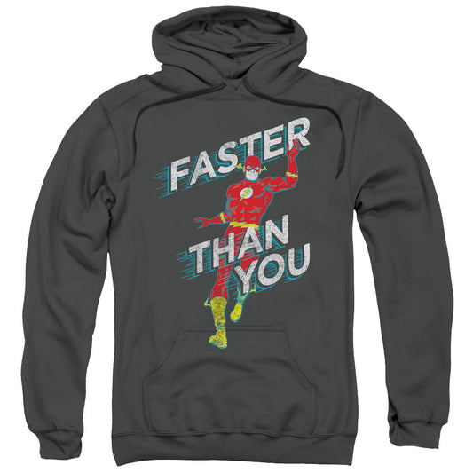 DC Comics Flash Faster Than You Mens Hoodie Charcoal Officially Licensed