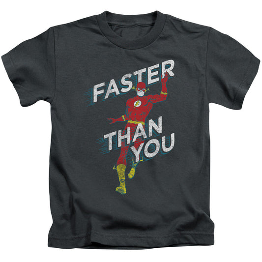 DC Comics Flash Faster Than You Juvenile Kids Youth T Shirt Charcoal Officially Licensed