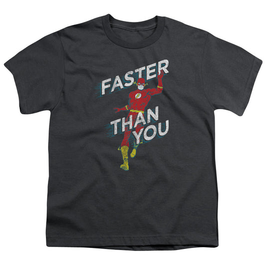 DC Comics Flash Faster Than You Kids Youth T Shirt Charcoal Officially Licensed