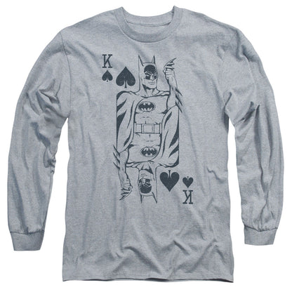 Dc Bat Card Mens Long Sleeve Shirt Athletic Heather Officially Licensed