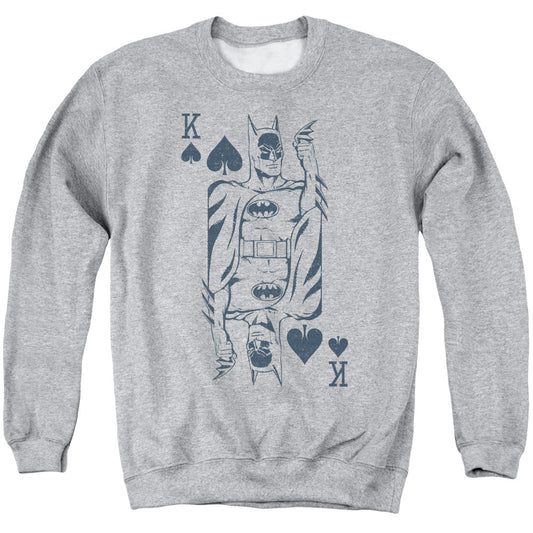DC Comics Bat Card Mens Crewneck Sweatshirt Athletic Heather Officially Licensed