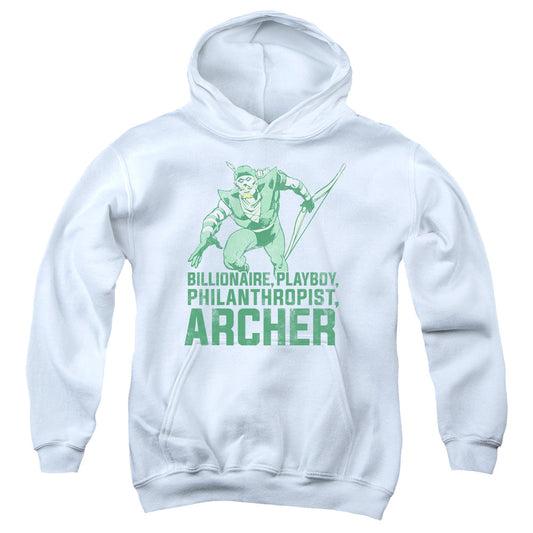 DC Comics Archer Kids Youth Hoodie White Officially Licensed