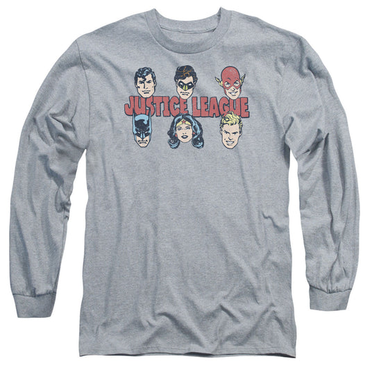 DC Comics Justice Lineup Mens Long Sleeve Shirt Athletic Heather Officially Licensed