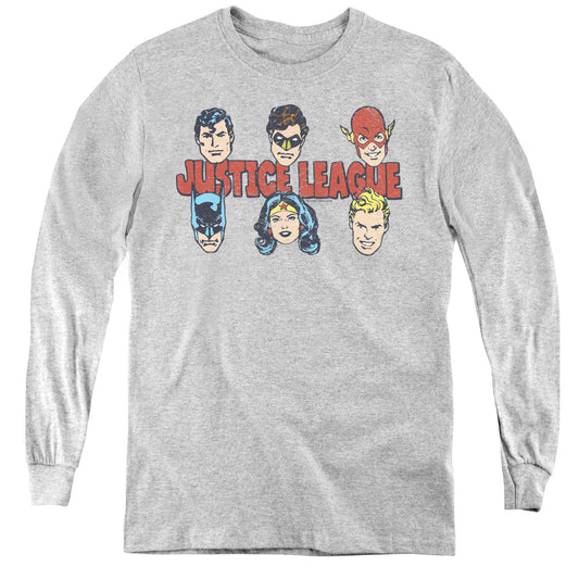 DC Comics Justice Lineup Long Sleeve Kids Youth T Shirt Athletic Heather Officially Licensed