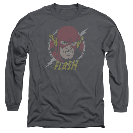 DC Comics Flash Vintage Voltage Mens Long Sleeve Shirt Charcoal Officially Licensed
