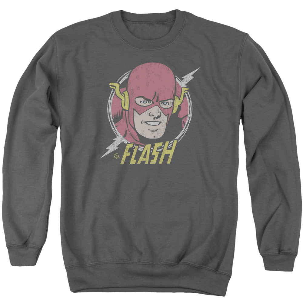 DC Comics Flash Vintage Voltage Mens Crewneck Sweatshirt Charcoal Officially Licensed