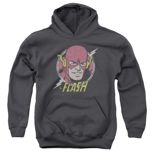 DC Comics Flash Vintage Voltage Kids Youth Hoodie Charcoal Officially Licensed