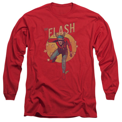 Dc Flash Circle & Stars Mens Long Sleeve Shirt Red Officially Licensed