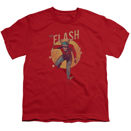 DC Comics Flash Circle & Stars Kids Youth T Shirt Red Officially Licensed