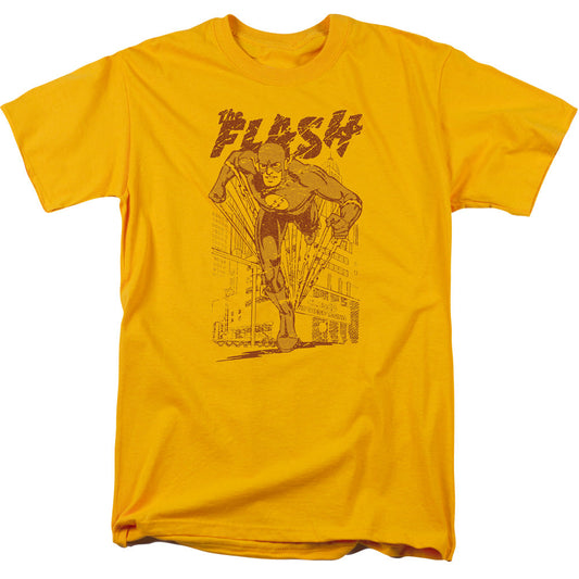 DC Comics Flash Busting Out Mens T Shirt Gold Officially Licensed