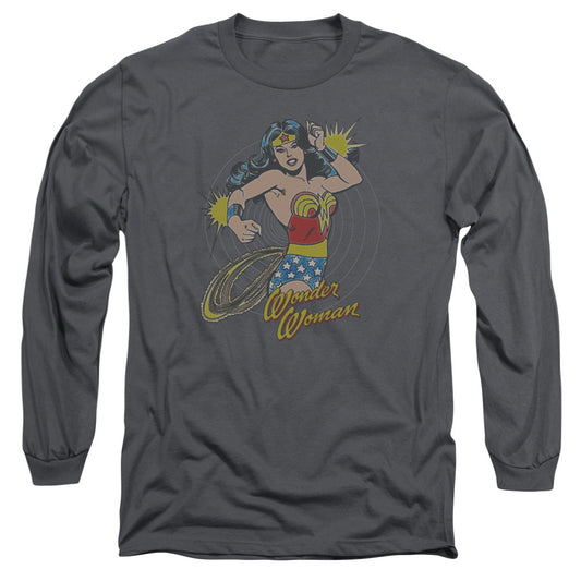 DC Comics Spinning Mens Long Sleeve Shirt Charcoal Officially Licensed
