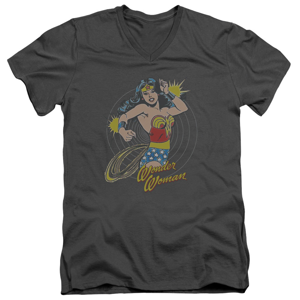 DC Comics Spinning Mens Slim Fit V Neck T Shirt Charcoal Officially Licensed
