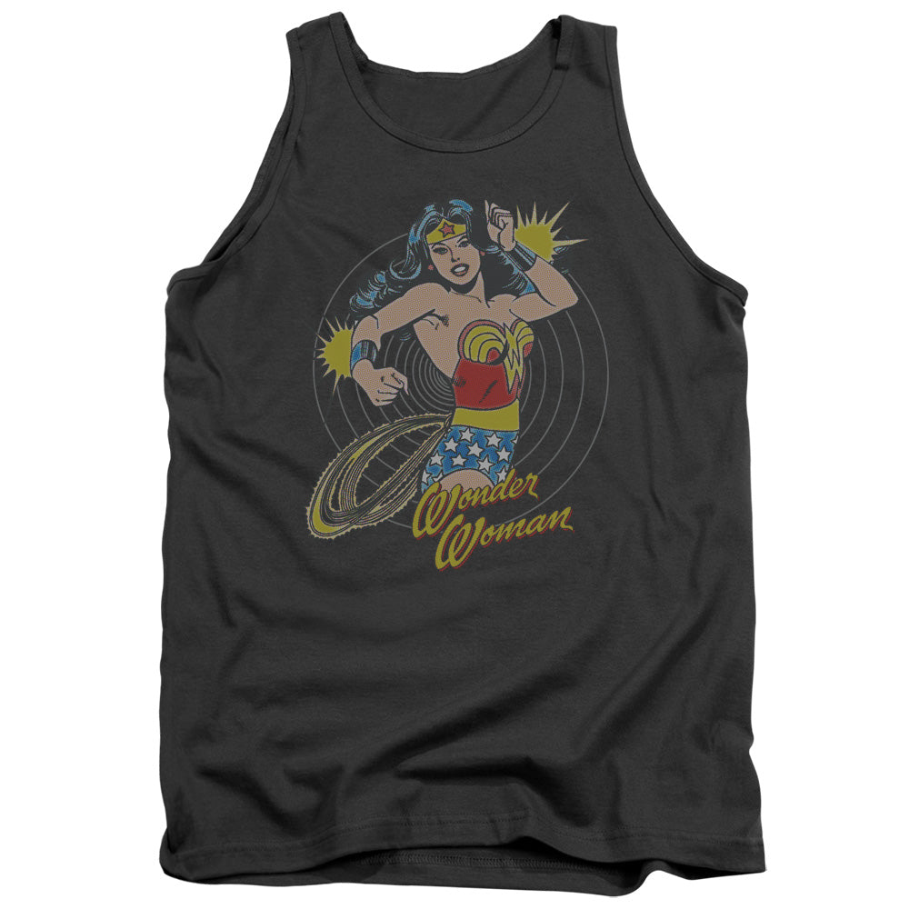 DC Comics Spinning Mens Tank Top Shirt Charcoal Officially Licensed