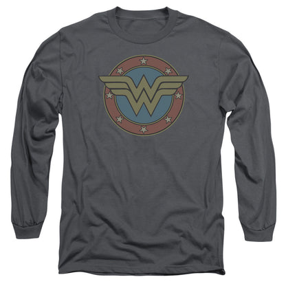 Dc Ww Vintage Emblem Mens Long Sleeve Shirt Charcoal Officially Licensed