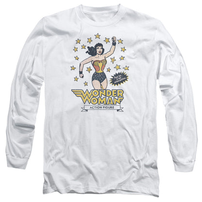 Dc Action Figure Mens Long Sleeve Shirt White Officially Licensed
