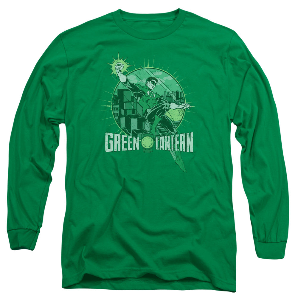 DC Comics City Power Mens Long Sleeve Shirt Kelly Green Officially Licensed
