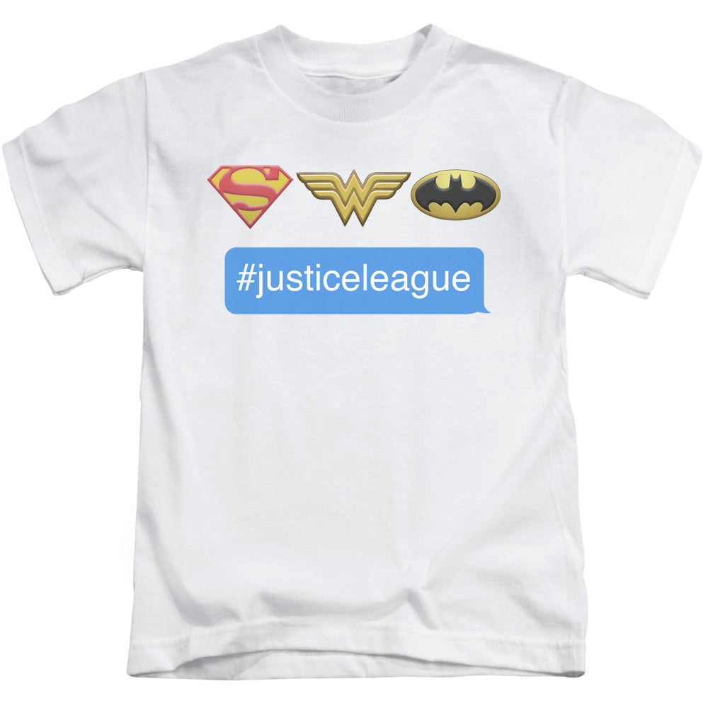 DC Comics Hashtag Justice League Juvenile Kids Youth T Shirt White Officially Licensed