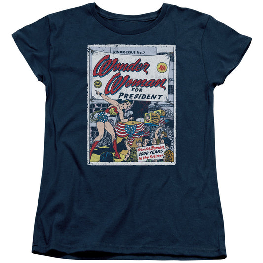 DC Comics Ww for President Womens T Shirt Navy Blue Officially Licensed