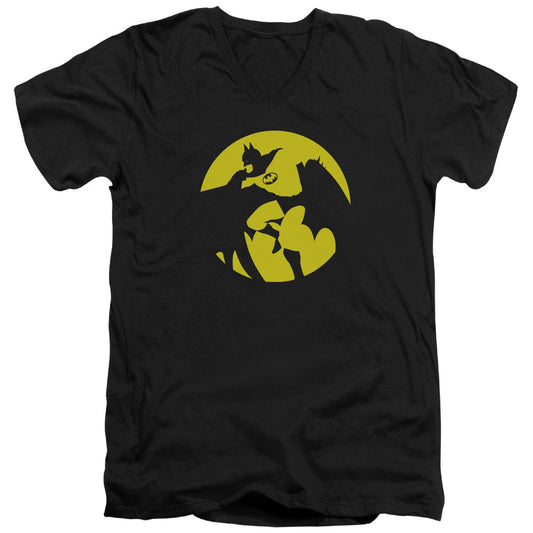 DC Comics Batman Spotlight Mens Slim Fit V Neck T Shirt Black Officially Licensed