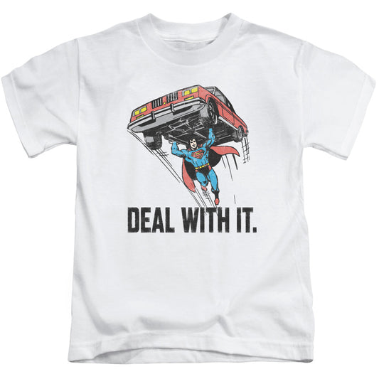 DC Comics Deal With It Juvenile Kids Youth T Shirt White Officially Licensed
