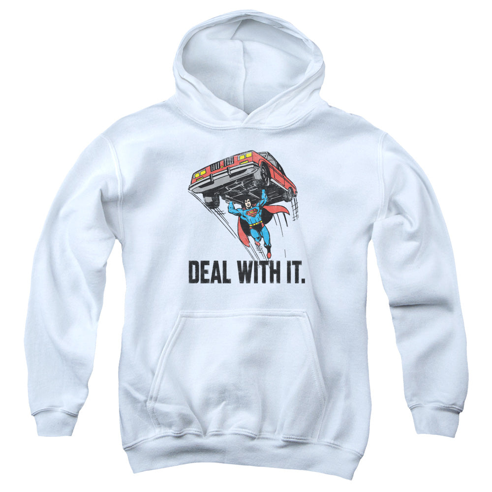 DC Comics Deal With It Kids Youth Hoodie White Officially Licensed