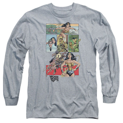 Wonder Woman Ww75 Comic Page Mens Long Sleeve Shirt Athletic Heather Officially Licensed