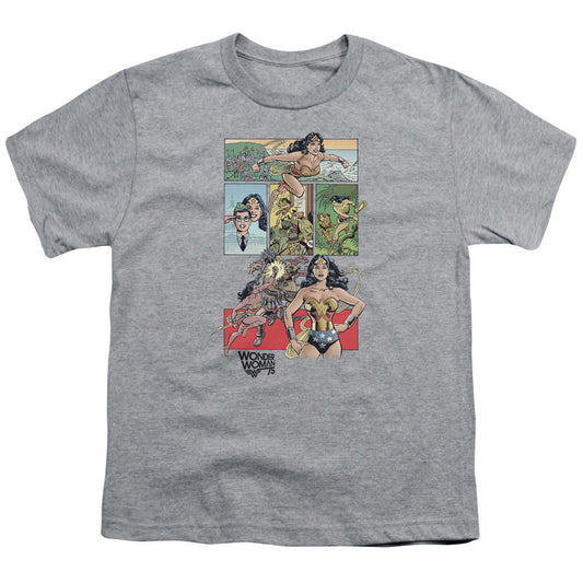 Wonder Woman WW75 Comic Page Kids Youth T Shirt Athletic Heather Officially Licensed