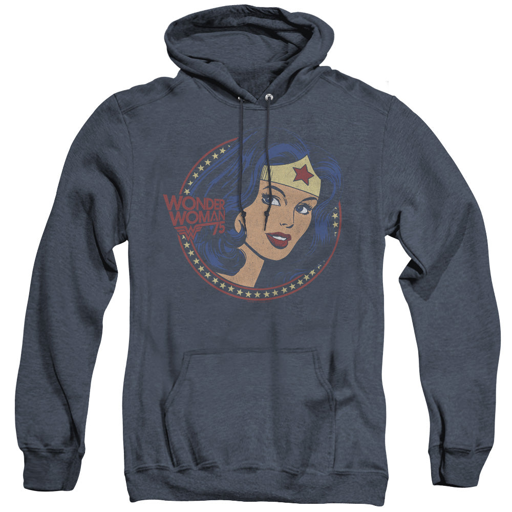 Dc Ww75 Starburst Portrait Mens Heather Hoodie Navy Officially Licensed