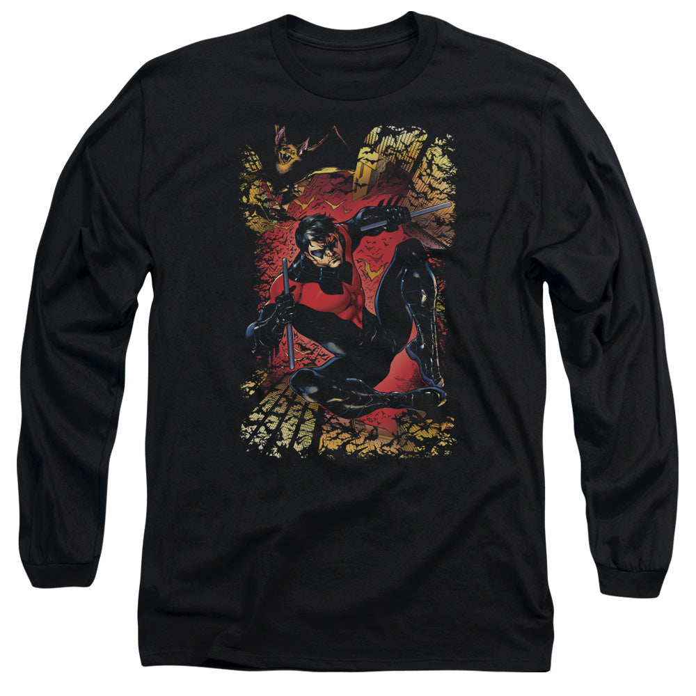 Jla Nightwing #1 Mens Long Sleeve Shirt Black Officially Licensed