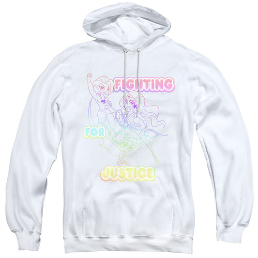 Dc Superhero Girls Fighting For Justice Mens Hoodie White Officially Licensed