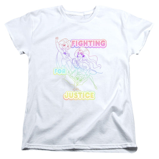 Dc Superhero Girls Fighting for Justice Womens T Shirt White Officially Licensed