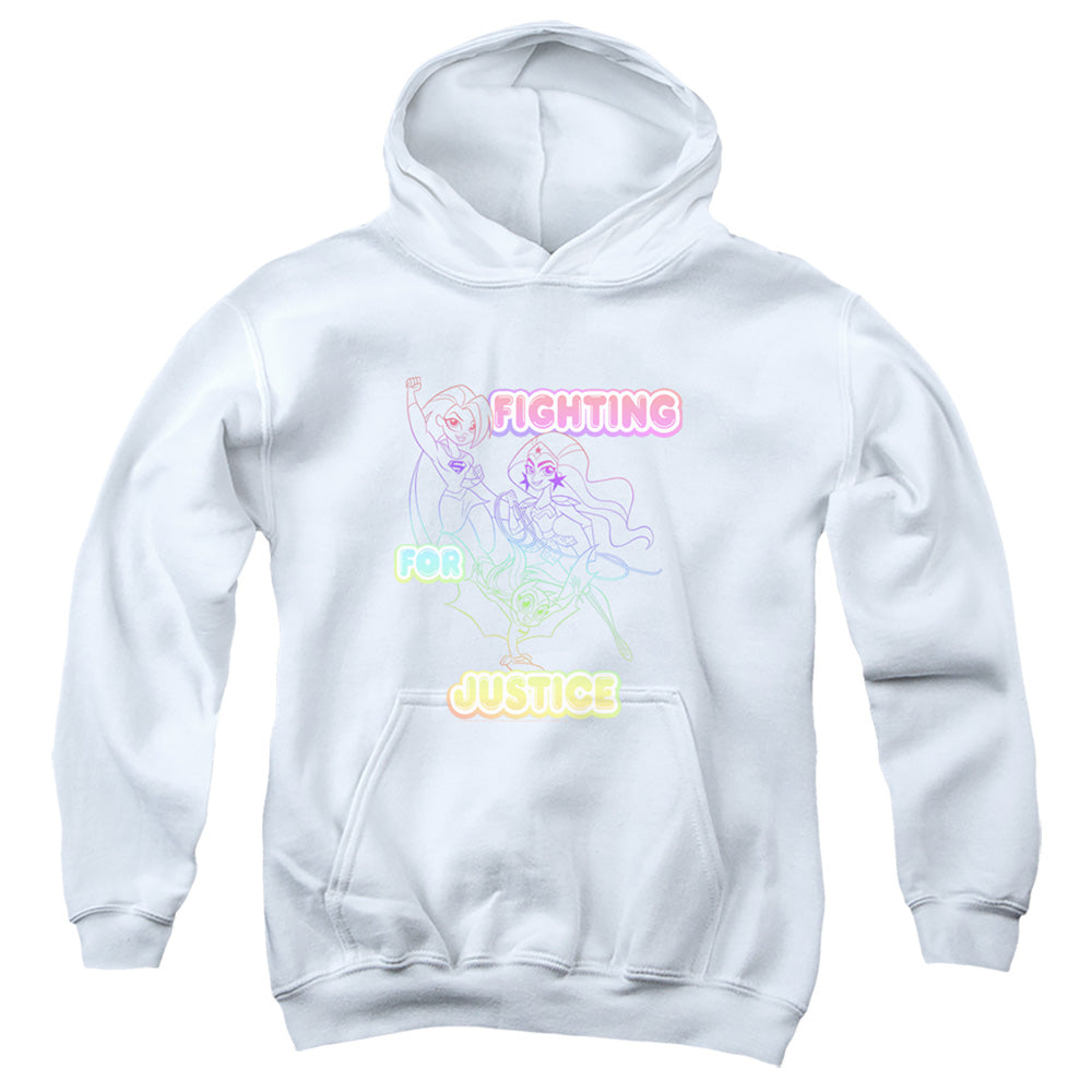 Dc Superhero Girls Fighting for Justice Kids Youth Hoodie White Officially Licensed
