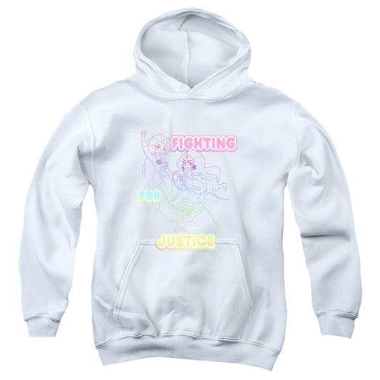 Dc Superhero Girls Fighting for Justice Kids Youth Hoodie White Officially Licensed