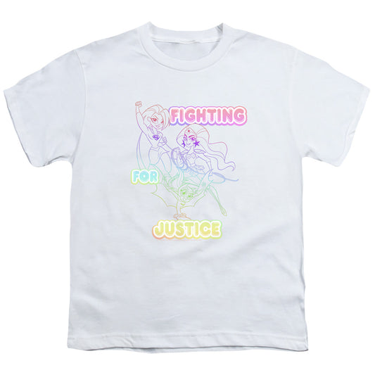 Dc Superhero Girls Fighting for Justice Kids Youth T Shirt White Officially Licensed