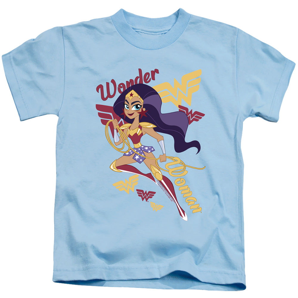 Dc Superhero Girls Wonder Woman Juvenile Kids Youth T Shirt Light Blue Officially Licensed