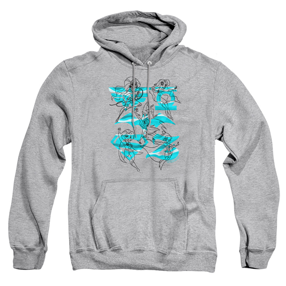 Dc Superhero Girls Line Art Group Mens Hoodie Athletic Heather Officially Licensed