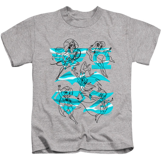 Dc Superhero Girls Line Art Group Juvenile Kids Youth T Shirt Athletic Heather Officially Licensed