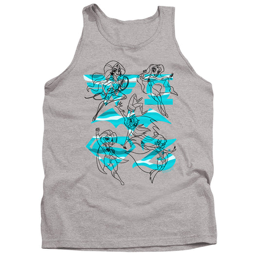 Dc Superhero Girls Line Art Group Mens Tank Top Shirt Athletic Heather Officially Licensed