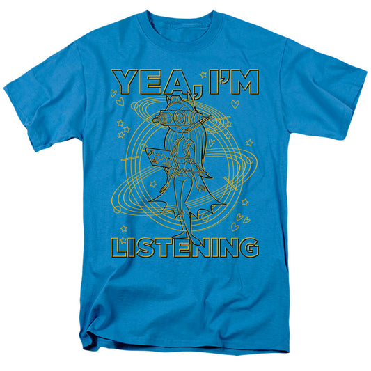 Dc Superhero Girls Listening Mens T Shirt Turquoise Officially Licensed
