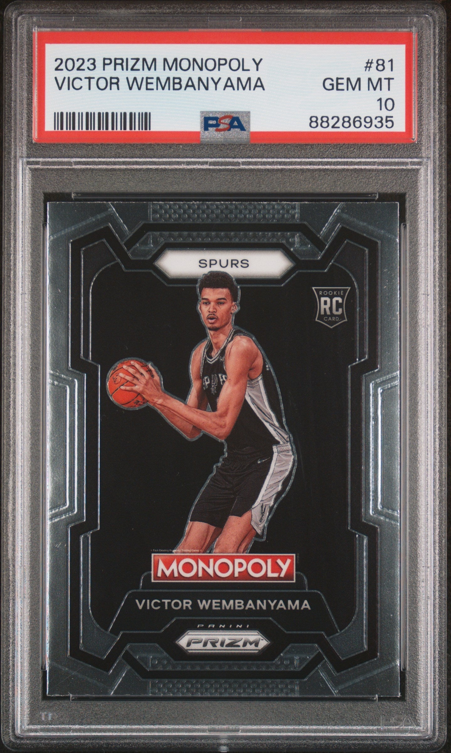 Graded 2023 Panini Prizm Monopoly Victor Wembanyama #81 Rookie RC Basketball Card PSA 10 Gem Mint