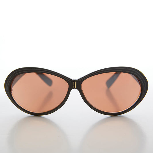 Oval Clout Mod Sunglass with Copper Lens - Deborah