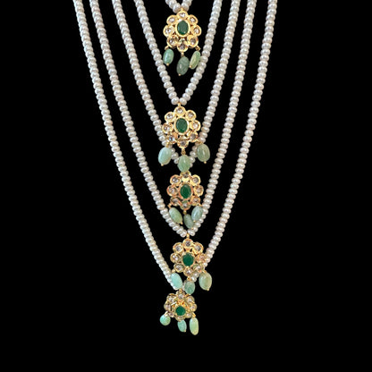 SAT92 Fresh water pearl and emerald beads satlada ( READY TO SHIP )